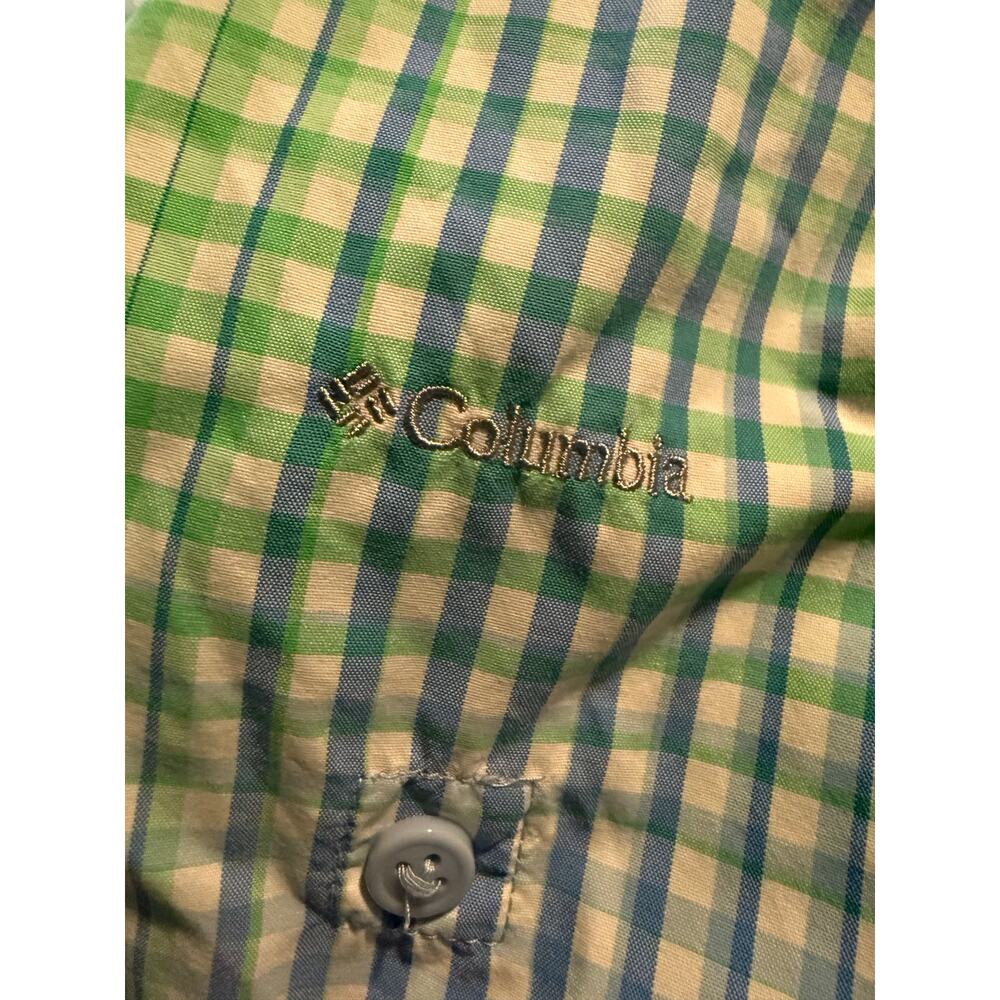 Columbia PFG Long Sleeve Vented Fishing Shirt, Gingham Green Blue, Women's Large - Picture 8 of 8
